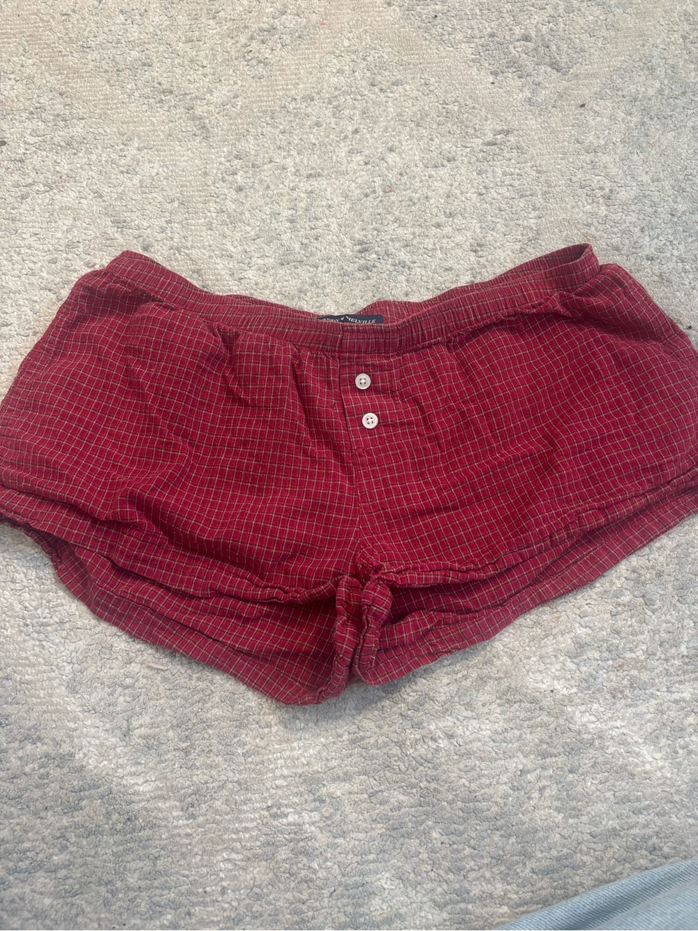 Brandy Melville Red Plaid Cotton Lounge Shorts
